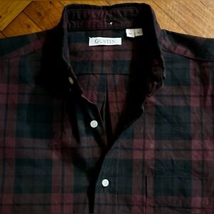 GUSTIN #441 Heavy Burgundy Poplin Plaid - Large/Slim